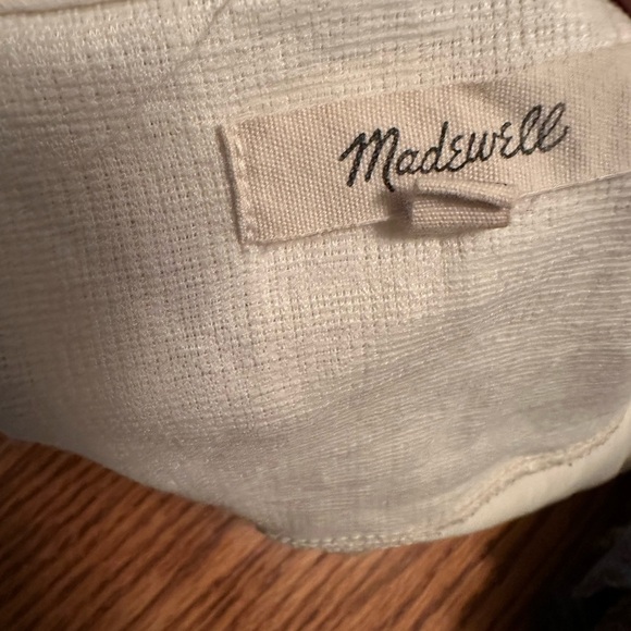 MADEWELL Skylark Top Cold Shoulder Bow Sz S Textured Ivory Boxy Relaxed Fit - Picture 7 of 9